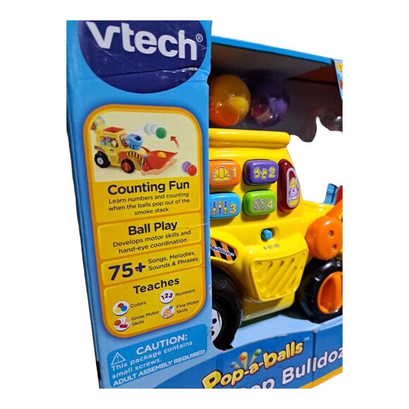 VTech Pop-a-Balls Push Pop Bulldozer Interactive Learning Toy Toddlers Builder - Picture 5 of 15